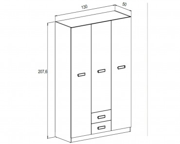 Armario 3 puertas y 2 cajones Donald