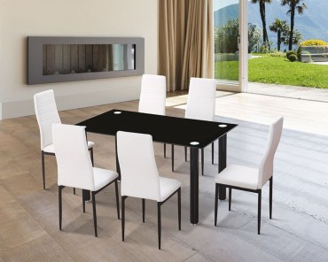 Conjunto EMI blanco (mesa + 6 sillas)
