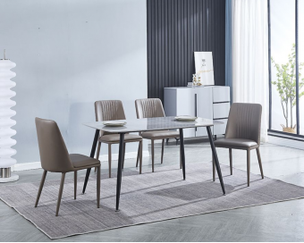 Conjunto mesa Sander + 4 sillas Rowena latte