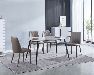 Conjunto mesa Sander + 4 sillas Rowena latte