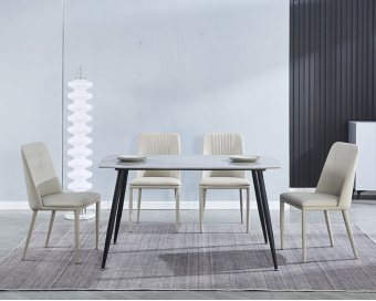 Conjunto mesa Sander + 4 sillas Rowena tórtora