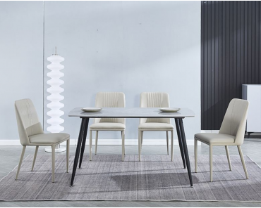 Conjunto mesa Sander + 4 sillas Rowena tórtora