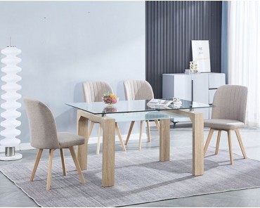 Conjunto Sensei + 4 sillas Lane (beige)