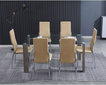 Conjunto Hana + Sakura beige (mesa + 6 sillas)