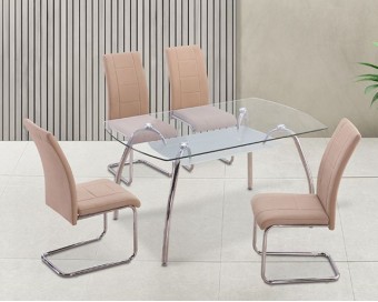 Conjunto San (mesa + 4 sillas beige)