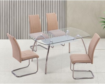 Conjunto San (mesa + 4 sillas beige)