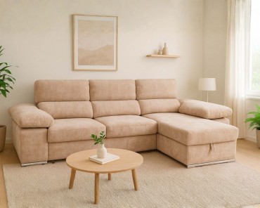 Chaise Longue Nadia – Sofá Cama con Arcón y Taburetes