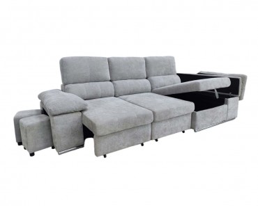 Chaise Longue Nadia – Sofá Cama con Arcón y Taburetes