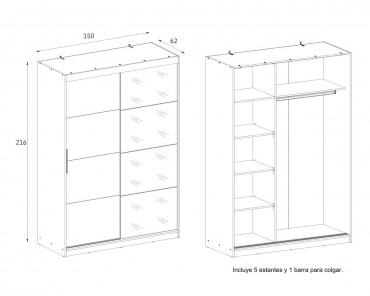 Armario Inova 150 (2 puertas correderas)